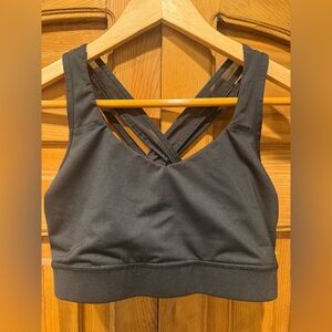 Black Avia Cross-Back Sports Bra with Mesh Detailing.